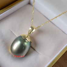 Load image into Gallery viewer, Genuine Black Tahitian Pearl &amp; 14k Yellow Gold Flower-Bale Pendant