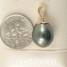 Load image into Gallery viewer, 14k Solid Yellow Gold Flower Bale Genuine Black-Green Tahitian Pearl Pendant