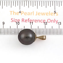 Load image into Gallery viewer, Genuine Black-Blue Tahitian Pearl &amp; 14k Yellow Gold Flower-Bale Pendant