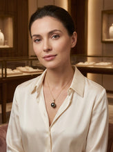 Load image into Gallery viewer, Genuine Black Tahitian Pearl &amp; 14k Yellow Gold Diamond Accent Pendant