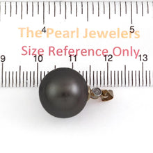 Load image into Gallery viewer, Genuine Black Tahitian Pearl &amp; 14k Yellow Gold Diamond Accent Pendant