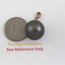 Load image into Gallery viewer, Genuine Black Tahitian Pearl &amp; 14k Yellow Gold Diamond Accent Pendant