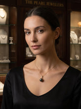 Load image into Gallery viewer, Genuine Black Tahitian Pearl &amp; 14k Yellow Gold Diamond Accent Pendant