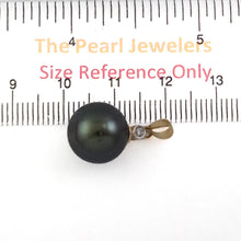 Load image into Gallery viewer, Genuine Black Tahitian Pearl &amp; 14k Yellow Gold Diamond Accent Pendant
