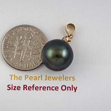 Load image into Gallery viewer, Genuine Black Tahitian Pearl &amp; 14k Yellow Gold Diamond Accent Pendant