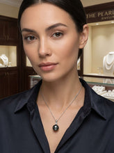 Load image into Gallery viewer, Blue Tahitian Pearl &amp; 14k White Gold Diamond Accent Pendant