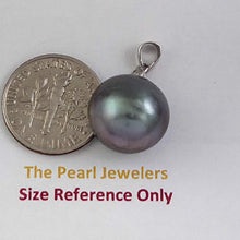 Load image into Gallery viewer, Blue Tahitian Pearl &amp; 14k White Gold Diamond Accent Pendant