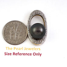 Load image into Gallery viewer, Tahitian Pearl Oval Diamond Pendant 14k Yellow Gold