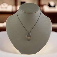 Load image into Gallery viewer, Khaki Baroque Tahitian Pearl &amp; 14k White Gold Oval Bale with 51 Diamonds Pendant