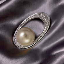 Load image into Gallery viewer, Khaki Baroque Tahitian Pearl &amp; 14k White Gold Oval Bale with 51 Diamonds Pendant