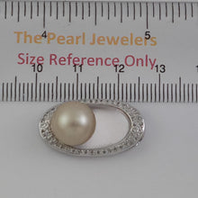 Load image into Gallery viewer, Khaki Baroque Tahitian Pearl &amp; 14k White Gold Oval Bale with 51 Diamonds Pendant