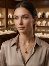 Load image into Gallery viewer, Chartreuse-Tone Tahitian Pearl &amp; 14k Yellow Gold Enhance-Cap Pendant