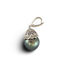 Load image into Gallery viewer, Black Tahitian Pearl 14k White Gold Enhance Bail Diamonds Pendant