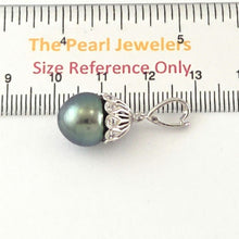 Load image into Gallery viewer, Black Tahitian Pearl 14k White Gold Enhance Bail Diamonds Pendant