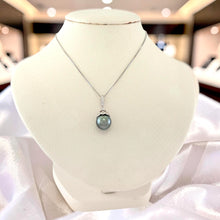 Load image into Gallery viewer, Black Tahitian Pearl 14k White Gold Enhance Bail Diamonds Pendant