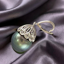 Load image into Gallery viewer, Black Tahitian Pearl 14k White Gold Enhance Bail Diamonds Pendant