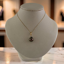 Load image into Gallery viewer, 12 mm Peacock Tahitian Pearl &amp; 14k Yellow Gold Flowery-Cap Pendant