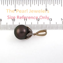 Load image into Gallery viewer, 12 mm Peacock Tahitian Pearl &amp; 14k Yellow Gold Flowery-Cap Pendant