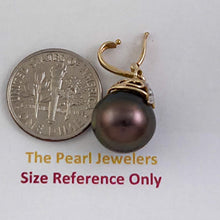 Load image into Gallery viewer, 12 mm Peacock Tahitian Pearl &amp; 14k Yellow Gold Flowery-Cap Pendant