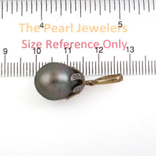 Load image into Gallery viewer, Baroque Black-Green Tahitian Pearl &amp; 14k Yellow Gold Flowery-Cap Pendant