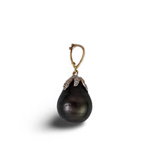 Load image into Gallery viewer, 14k Yellow Gold Flowery-Cap Enhance Bale &amp; Diamond Baroque Tahitian Pearl Pendant