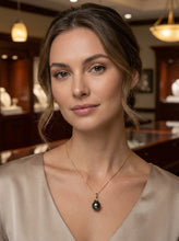 Load image into Gallery viewer, 14k Yellow Gold Flowery-Cap Enhance Bale &amp; Diamond Baroque Tahitian Pearl Pendant