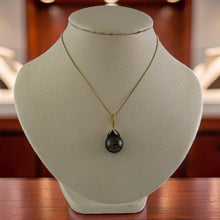 Load image into Gallery viewer, 14k Yellow Gold Flowery-Cap Enhance Bale &amp; Diamond Baroque Tahitian Pearl Pendant