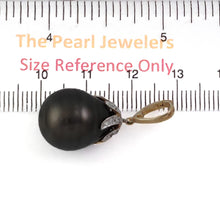 Load image into Gallery viewer, 14k Yellow Gold Flowery-Cap Enhance Bale &amp; Diamond Baroque Tahitian Pearl Pendant