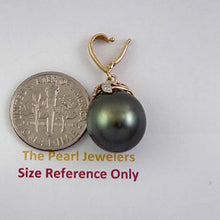Load image into Gallery viewer, 14k Yellow Gold Flowery-Cap Enhance Bale &amp; Diamond Baroque Tahitian Pearl Pendant