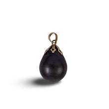 Load image into Gallery viewer, 14k Yellow Gold Flowery-Cap &amp; Diamond Baroque Tahitian Pearl Pendant