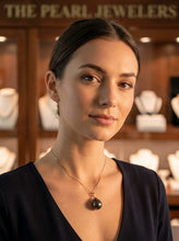 Load image into Gallery viewer, 14k Yellow Gold Flowery-Cap &amp; Diamond Baroque Tahitian Pearl Pendant
