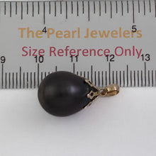 Load image into Gallery viewer, 14k Yellow Gold Flowery-Cap &amp; Diamond Baroque Tahitian Pearl Pendant