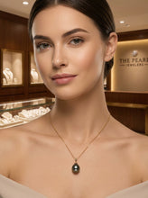 Load image into Gallery viewer, 14k Yellow Gold Flowery-Cap &amp; Diamond Baroque Tahitian Pearl Pendant