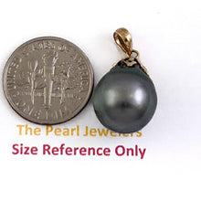 Load image into Gallery viewer, 14k Yellow Gold Flowery-Cap &amp; Diamond Baroque Tahitian Pearl Pendant