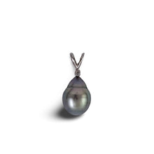 Load image into Gallery viewer, 14k White Gold Single-Diamond Baroque Tahitian Pearl Pendant