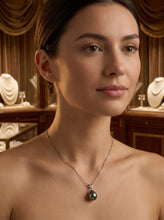 Load image into Gallery viewer, 14k White Gold Single-Diamond Baroque Tahitian Pearl Pendant