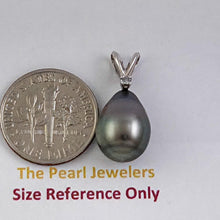 Load image into Gallery viewer, 14k White Gold Single-Diamond Baroque Black Tahitian Pearl Pendant