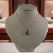 Load image into Gallery viewer, 14k Yellow Gold Rabbit-Ear Bale &amp; Diamond Tahitian Pearl Pendant