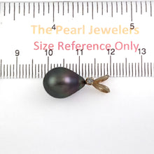 Load image into Gallery viewer, 14k Yellow Gold Rabbit-Ear Bale &amp; Diamond Tahitian Pearl Pendant