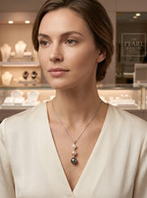 Load image into Gallery viewer, 14k White Gold Rabbit-Ear Bale &amp; Graduated Cultured Pearl Pendant