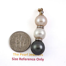 Load image into Gallery viewer, 14k Two-Tone Gold &amp; Diamonds 3-Series Tahitian &amp; Cultured Pearl Pendant