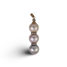 Load image into Gallery viewer, 14k Two-Tone Gold &amp; Diamonds 3-Series Cultured Pearl Pendant