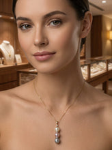 Load image into Gallery viewer, 14k Two-Tone Gold &amp; Diamonds 3-Series Cultured Pearl Pendant