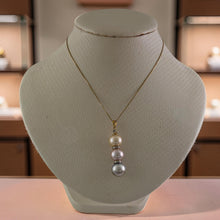 Load image into Gallery viewer, 14k Two-Tone Gold &amp; Diamonds 3-Series Cultured Pearl Pendant