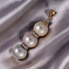 Load image into Gallery viewer, 14k Two-Tone Gold &amp; Diamonds 3-Series Cultured Pearl Pendant