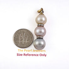 Load image into Gallery viewer, 14k Two-Tone Gold &amp; Diamonds 3-Series Cultured Pearl Pendant