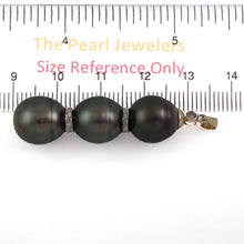 Load image into Gallery viewer, 14k Yellow Gold &amp; Diamonds 3-Series Black Tahitian Pearl Pendant