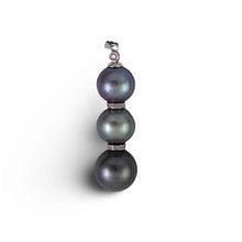 Load image into Gallery viewer, 14k White Gold &amp; Diamonds 3-Series Cultured &amp; Tahitian Pearl Pendant