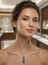 Load image into Gallery viewer, 14k White Gold &amp; Diamonds 3-Series Cultured &amp; Tahitian Pearl Pendant