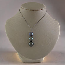 Load image into Gallery viewer, 14k White Gold &amp; Diamonds 3-Series Cultured &amp; Tahitian Pearl Pendant